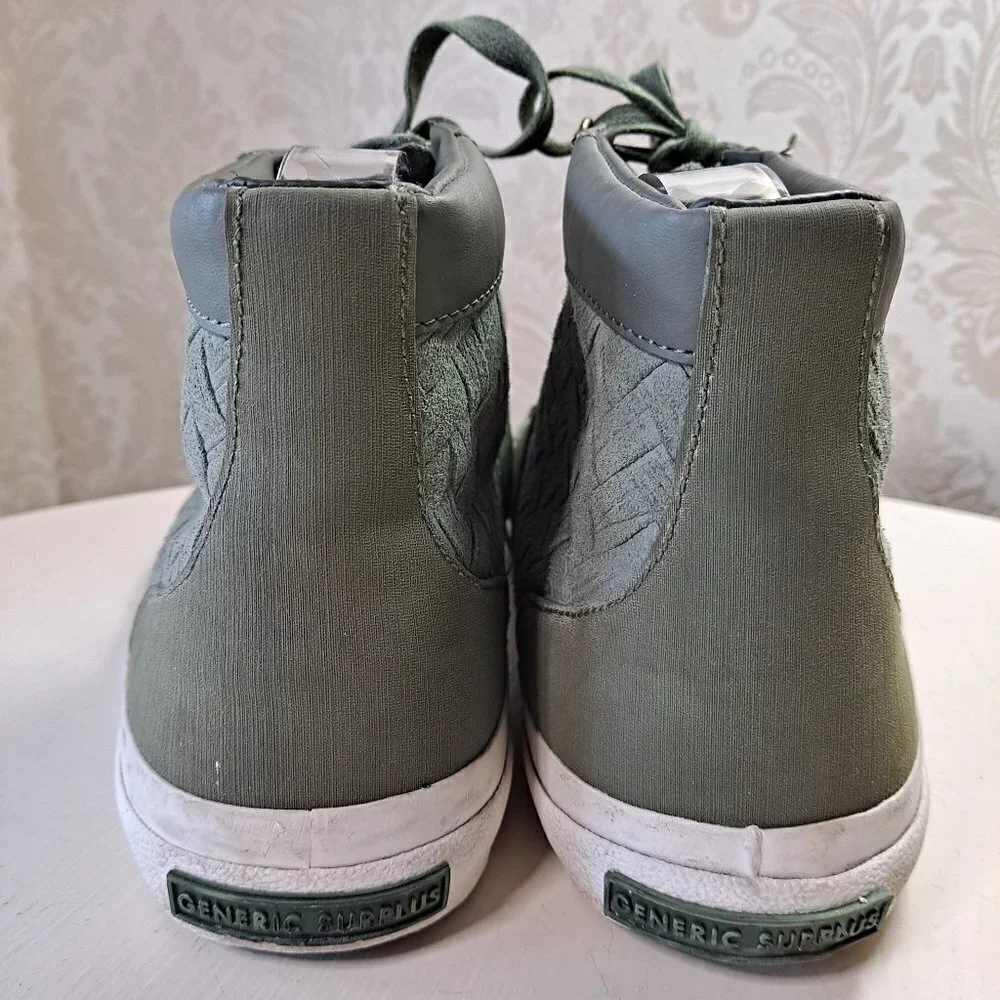 Generic Surplus Sierra Mens Size 10 Army Green Hi Top Suede Sneakers Basketweave